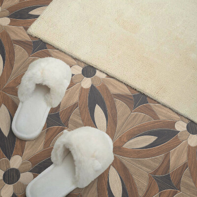 Vinyl tegels zelfklevend Houten bloemen in een natuurlijke stijl