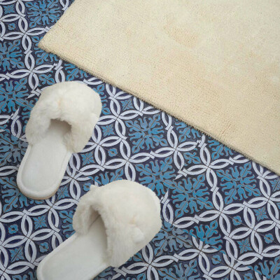 Vinyl tegels zelfklevend Geometrie met flora in een moderne stijl