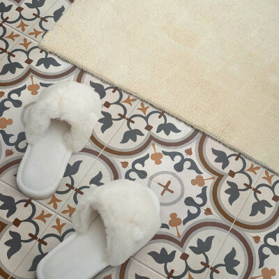 Pvc tegels Geruit patroon met bloemen