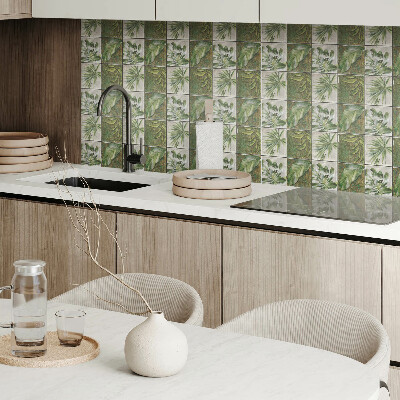 Zelfklevende vinyltegels Bladmotief in tegelstijl