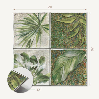 Zelfklevende vinyltegels Bladmotief in tegelstijl