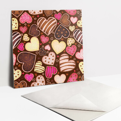 Zelfklevende vinyl tegels Kleurrijke harten