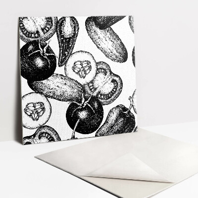 Zelfklevende vinyl tegels Zwarte en witte groenten