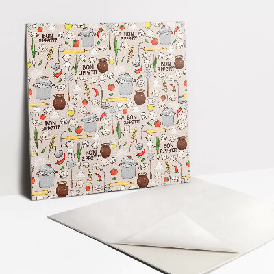 Zelfklevende vinyl tegels Eet smakelijk thema