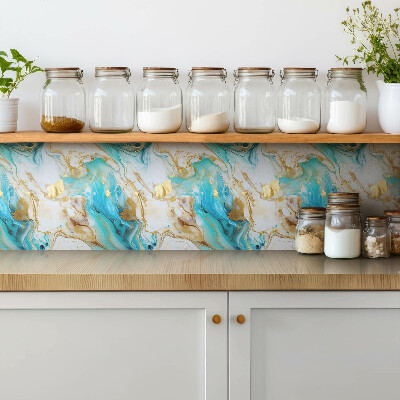 Zelfklevende vinyl tegels Blauw marmer en goud