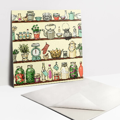 Zelfklevende vinyl tegels Cartoon keukenartikelen