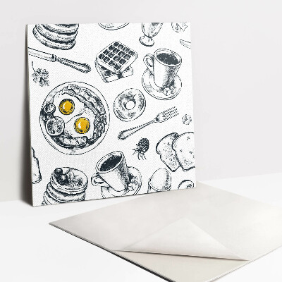 Zelfklevende vinyl tegels Zwart-wit ontbijt