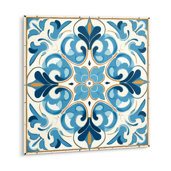 Vinyl tegels zelfklevend Blauw en goud ornament