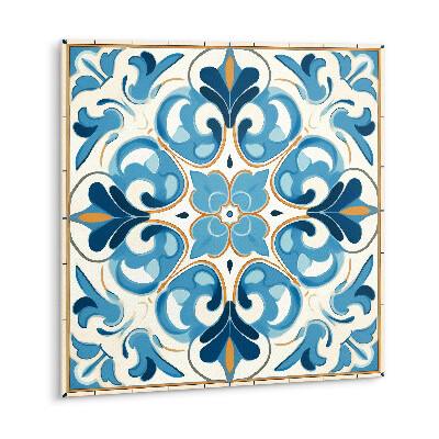 Vinyl tegels zelfklevend Blauw en goud ornament