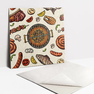 Zelfklevende vinyl tegels Gegrilde gerechten