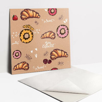Zelfklevende vinyl tegels Zoete croissant en donut