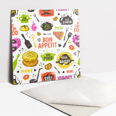 Zelfklevende vinyl tegels Eet smakelijk thema!