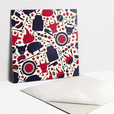 Vinyl tegels zelfklevend Cartoongrill