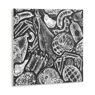 Vinyl tegels zelfklevend Zwarte en witte vleeswaren