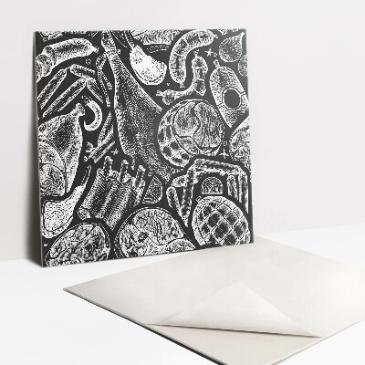 Vinyl tegels zelfklevend Zwarte en witte vleeswaren