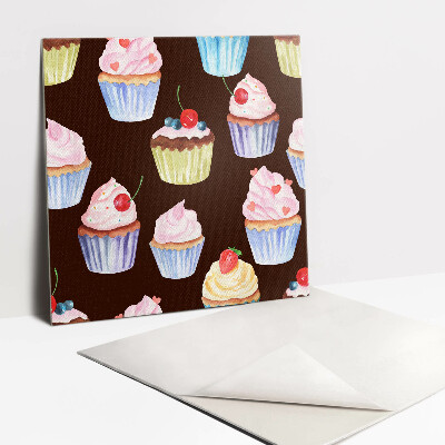 Zelfklevende vinyl tegels Cartoon cupcakes