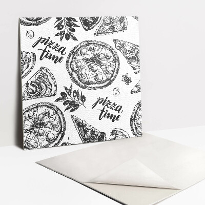 Zelfklevende vinyl tegels Zwart-witte pizzamotieven