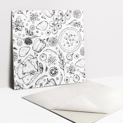 Vinyl tegels zelfklevend Specerijen, groenten en fruit