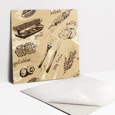 Zelfklevende vinyl tegels Grill en kebab