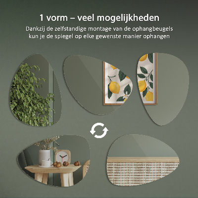 Spiegel organische vorm Frameloos voor aan de muur