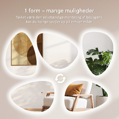 Wandspiegel in de vorm van een ei met ledverlichting