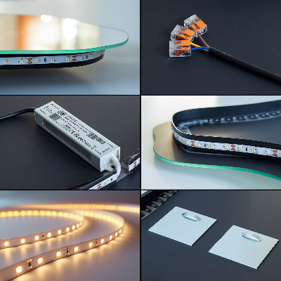 Wandspiegel in de vorm van een ei met ledverlichting