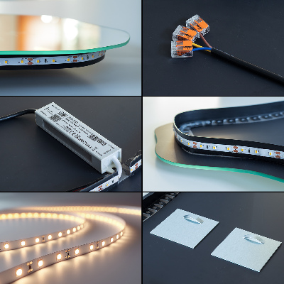 Wandspiegel in de vorm van een ei met ledverlichting