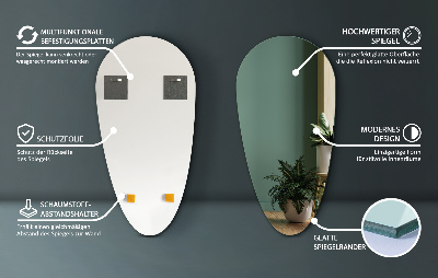 Druppelvormige spiegel zonder lijst voor aan de muur