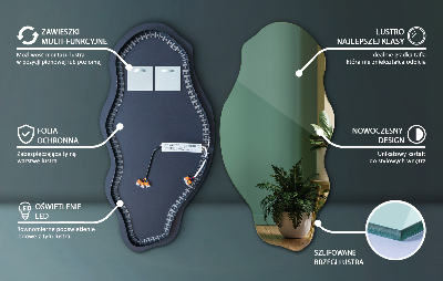 Asymmetrische spiegel met verlichting decoratief