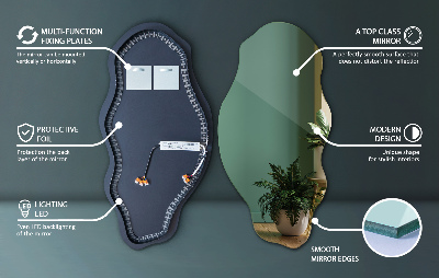 Asymmetrische spiegel met verlichting decoratief