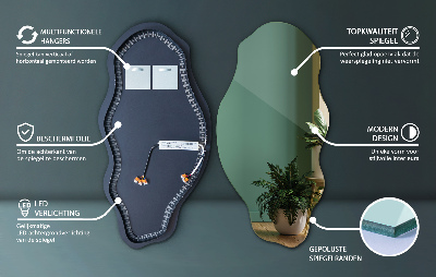 Asymmetrische spiegel met verlichting decoratief