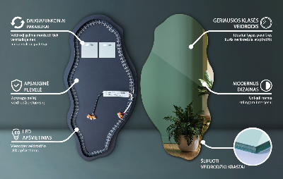 Asymmetrische spiegel met verlichting decoratief