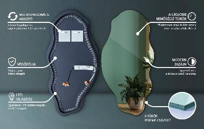 Asymmetrische spiegel met verlichting decoratief