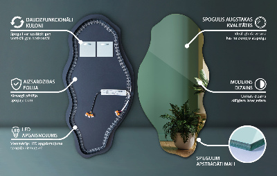 Asymmetrische spiegel met verlichting decoratief