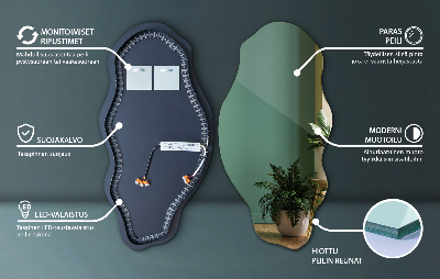 Asymmetrische spiegel met verlichting decoratief