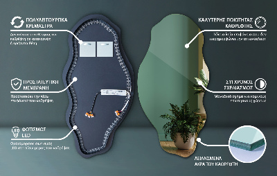 Asymmetrische spiegel met verlichting decoratief