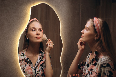 Asymmetrische spiegel met verlichting decoratief