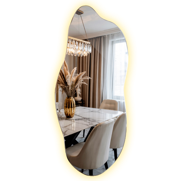 Asymmetrische spiegel met verlichting effectief