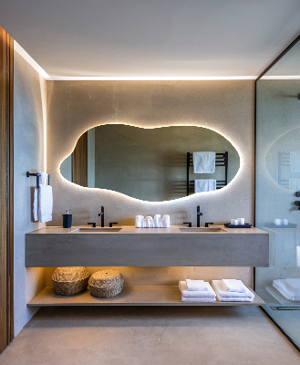 Asymmetrische spiegel met verlichting effectief