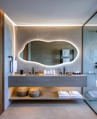 Asymmetrische spiegel met verlichting effectief