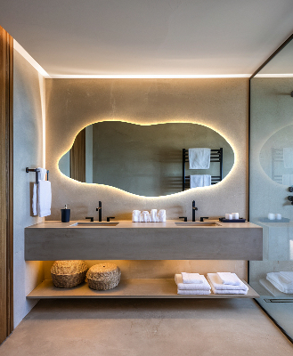 Asymmetrische spiegel met verlichting effectief