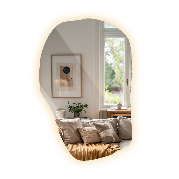 Asymmetrische spiegel led uniek