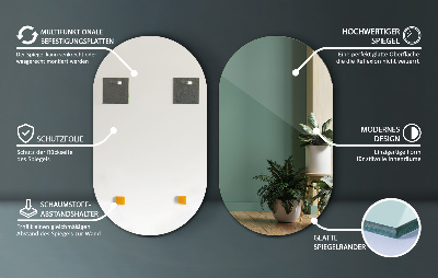 Oval spiegel zonder lijst voor aan de muur
