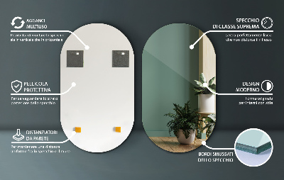 Oval spiegel zonder lijst voor aan de muur