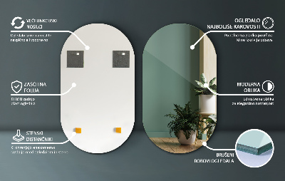 Oval spiegel zonder lijst voor aan de muur