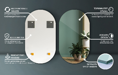 Oval spiegel zonder lijst voor aan de muur