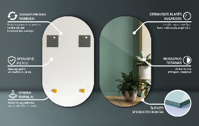 Oval spiegel zonder lijst voor aan de muur