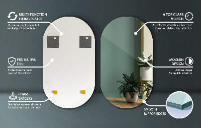 Oval spiegel zonder lijst voor aan de muur