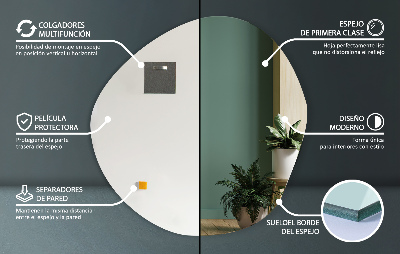 Onregelmatige spiegel zonder lijst voor aan de muur