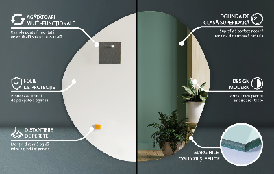 Onregelmatige spiegel zonder lijst voor aan de muur